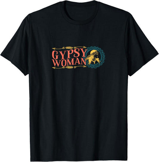 Gypsy Woman Soul Wanderer Travel Yoga T-Shirt - T-Shirt | Black