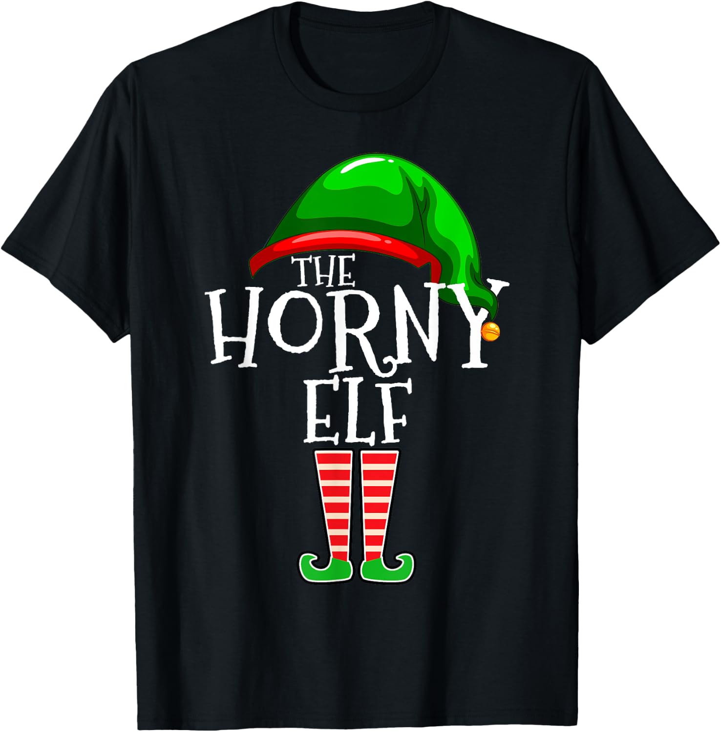 The Horny Elf Family Matching Group Christmas Gift Adult T-Shirt - T-Shirt | Black
