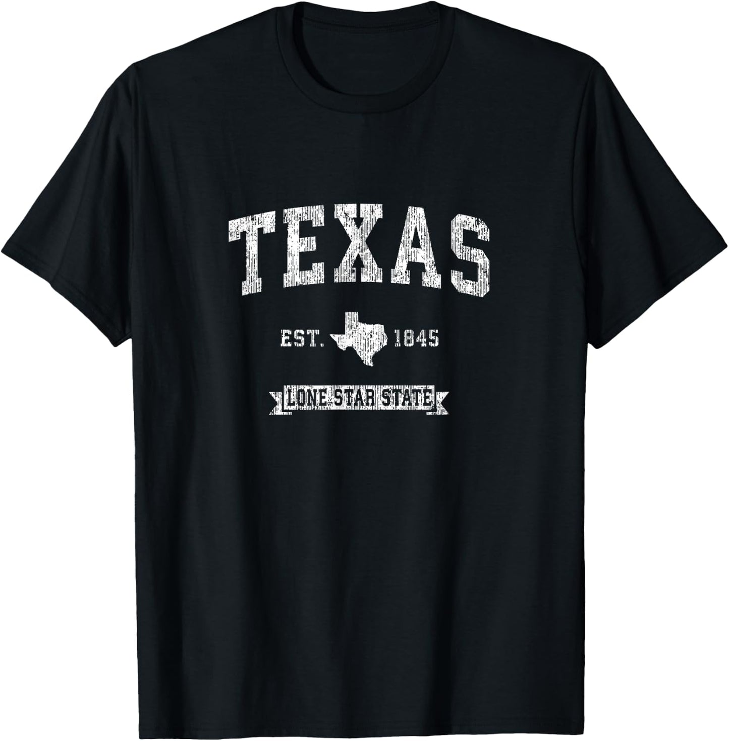Retro Texas TX Vintage Athletic Sports Design T-Shirt - T-Shirt | Black