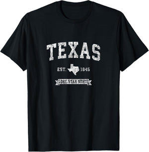Retro Texas TX Vintage Athletic Sports Design T-Shirt - T-Shirt | Black