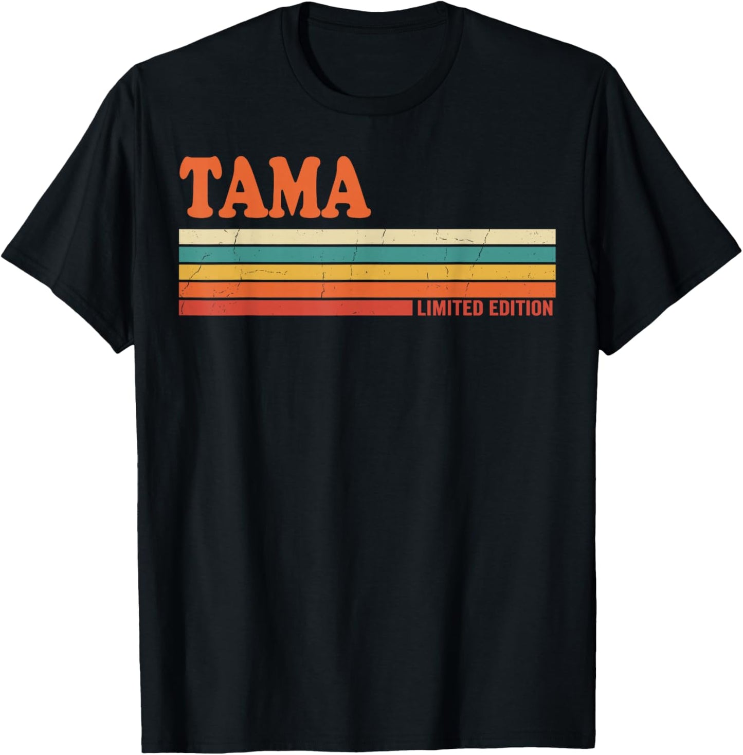 TAMA Retro Personalized First Name Vintage Stripes T-Shirt - T-Shirt | Black