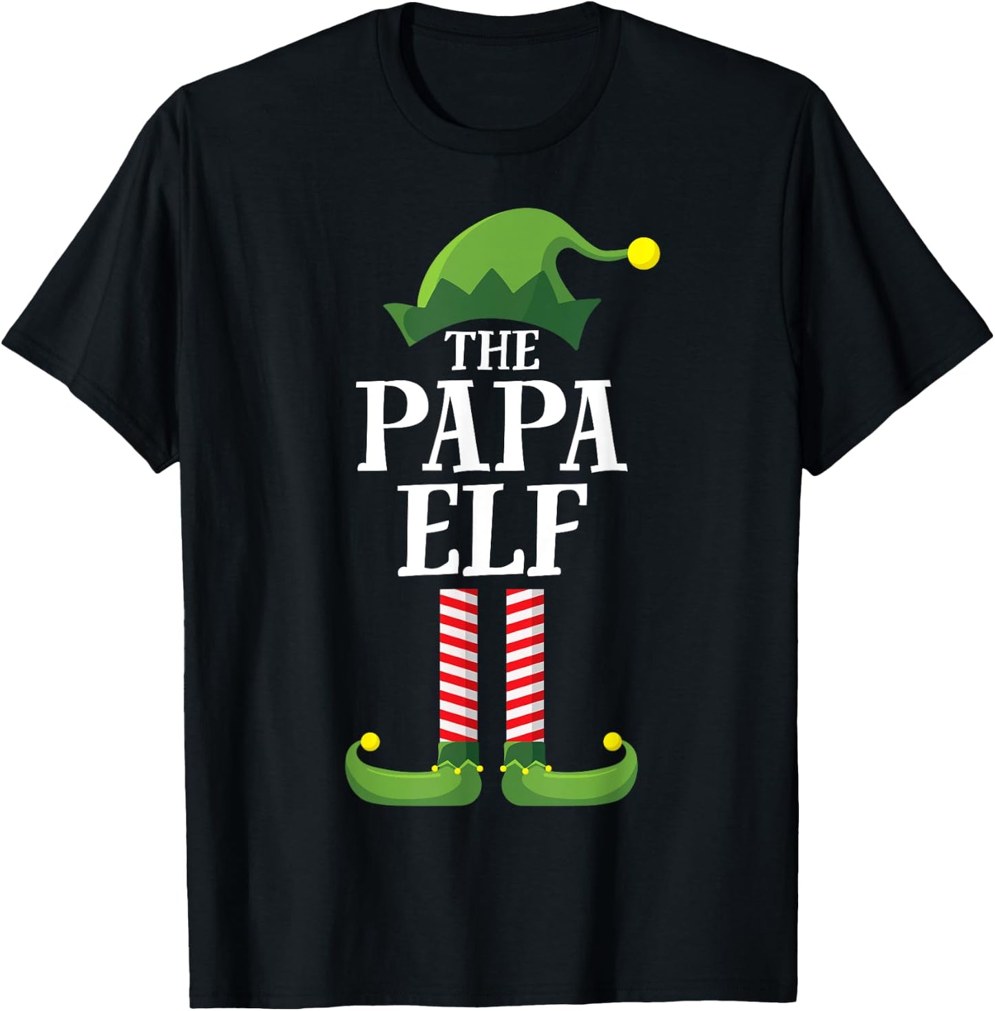 Papa Elf Shirt Matching Family Group Grandpa Dad Christmas T-Shirt - T-Shirt | Black