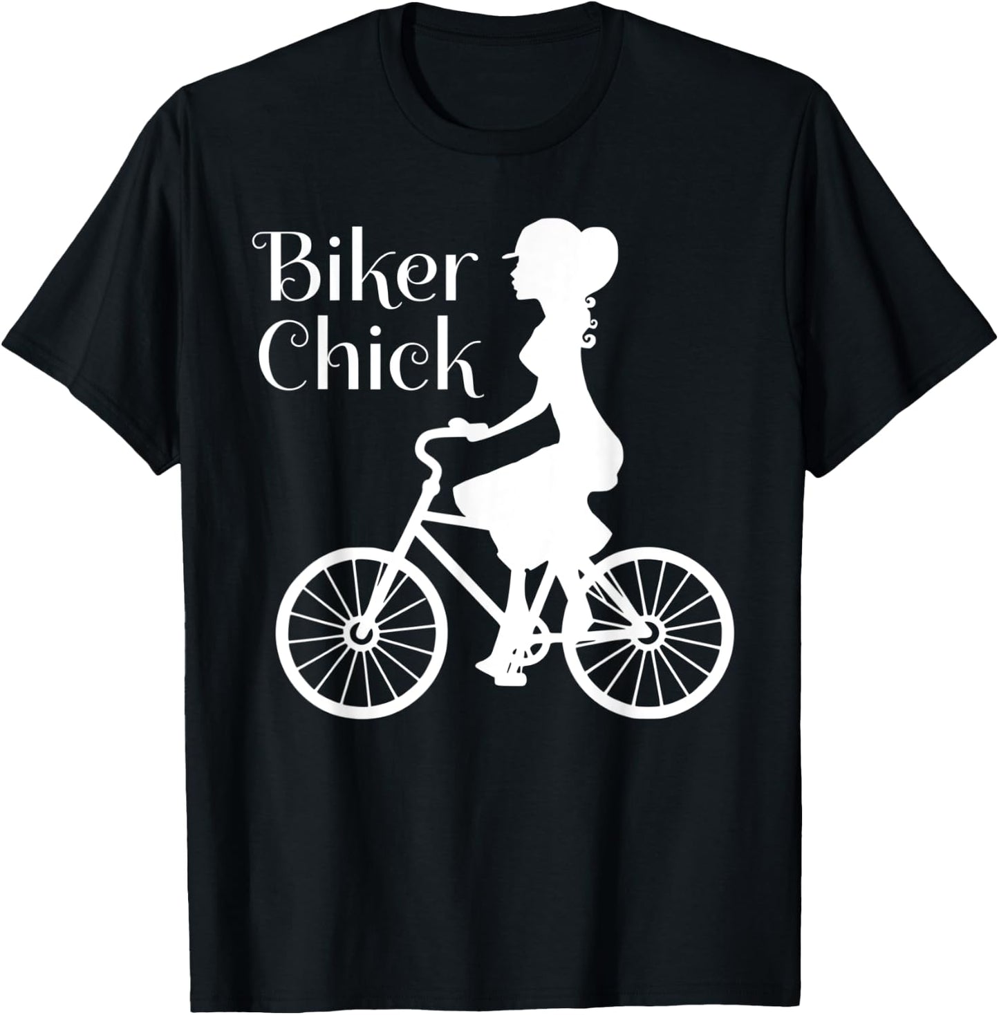 Comical Vintage Bike Biker Chick On Bicycle Quote Meme T-Shirt - T-Shirt | Black