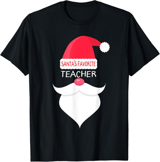 Funny Teacher Christmas Gift, Santa's Favorite T-Shirt - T-Shirt | Black