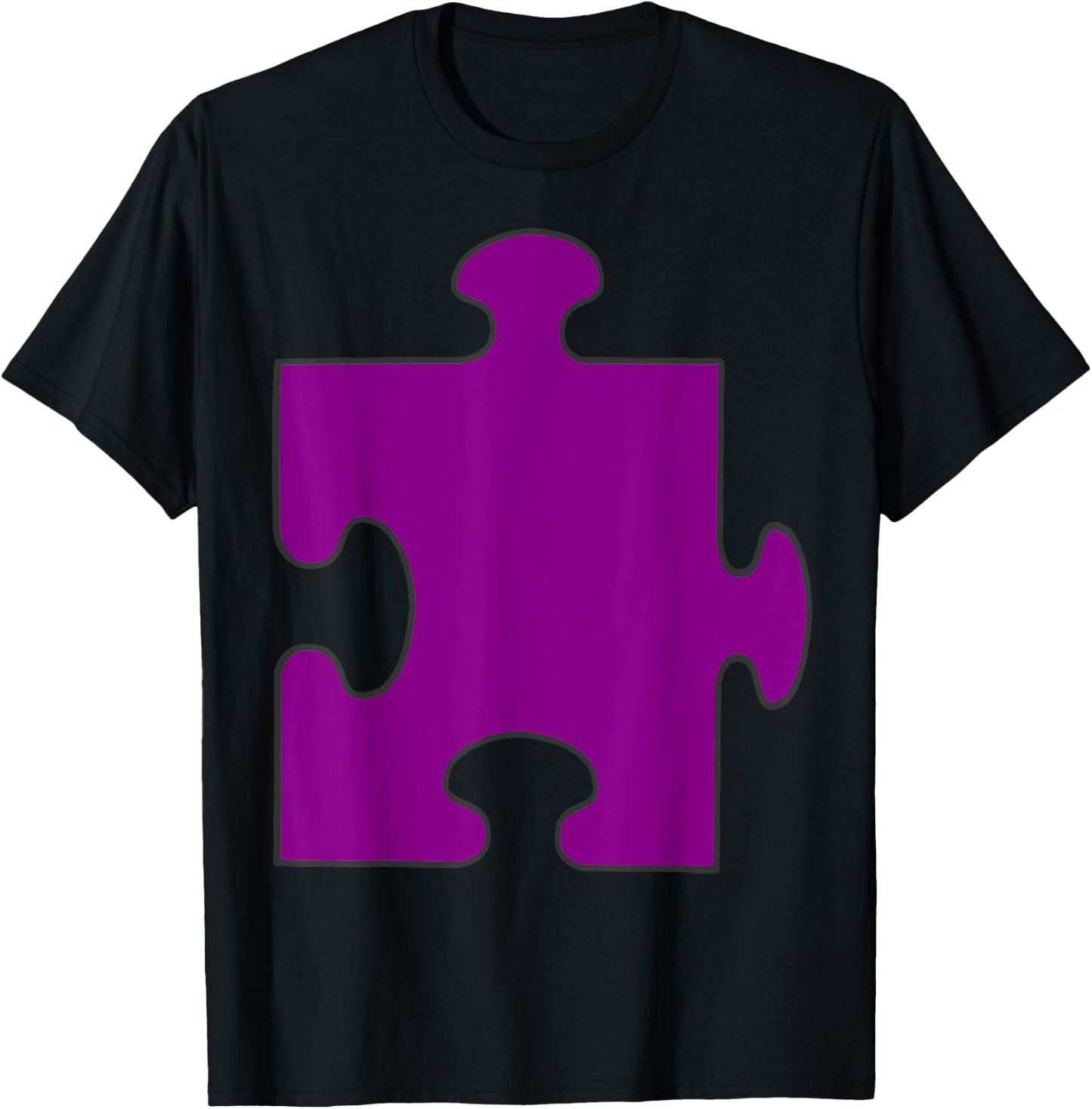 Halloween Couple Costumes - Purple Puzzle Piece Costume T-Shirt - T-Shirt | Black