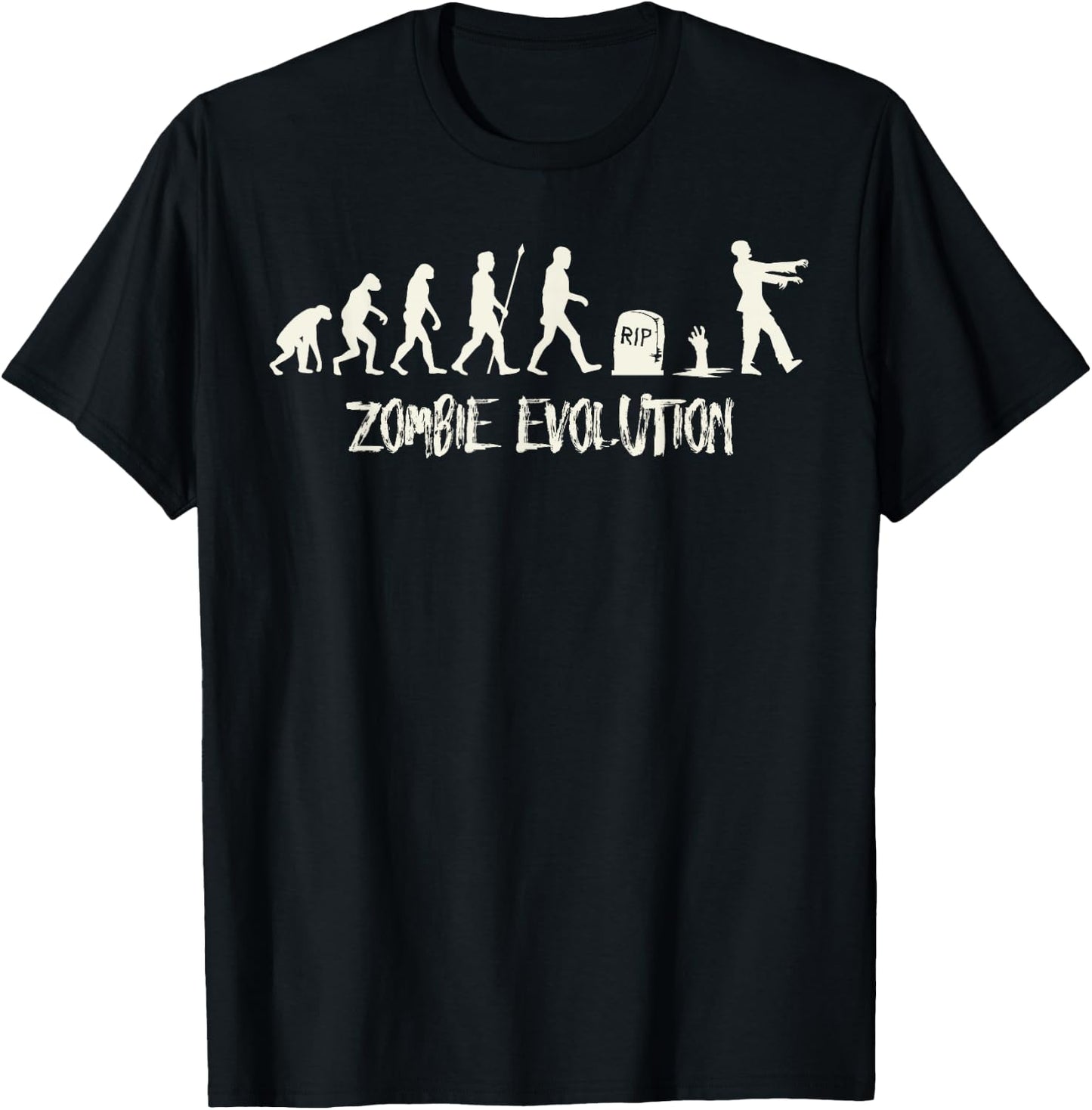 Cute Evolution Of The Zombie - Funny Scary Gift T-Shirt - T-Shirt | Black