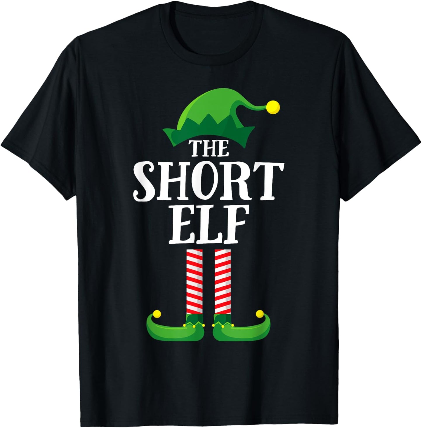 Short Elf Matching Family Group Christmas Party Pyjamas T-Shirt - T-Shirt | Black