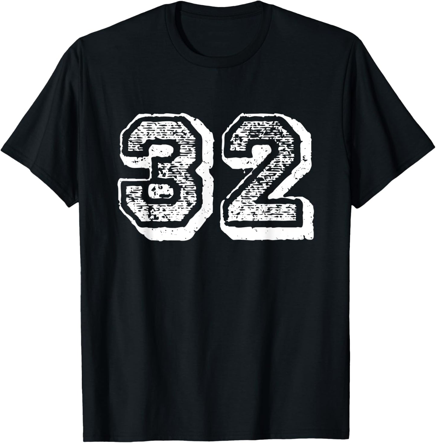 Number 32 Sports Jersey Player #32 Fan FRONT Print Vintage T-Shirt - T-Shirt | Black