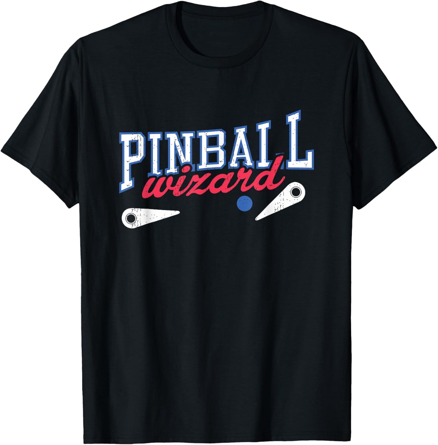 Retro Pinball Wizard Print Arcade Game Lover T Shirt T-Shirt - T-Shirt | Black