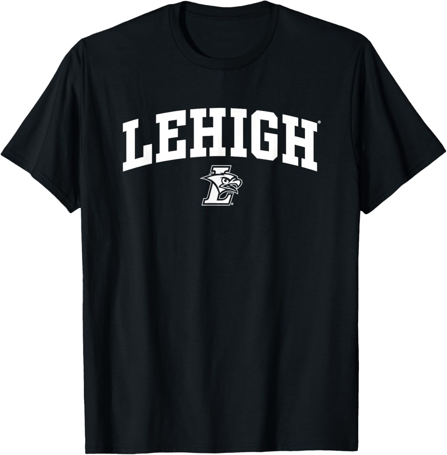 Lehigh University Mountain Hawks Arched One Color Logo T-Shirt - T-Shirt | Black