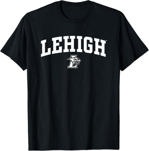 Lehigh University Mountain Hawks Arched One Color Logo T-Shirt - T-Shirt | Black
