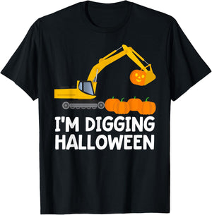 Im Digging Halloween Shirt Tractor Boys Construction Digger T-Shirt - T-Shirt | Black