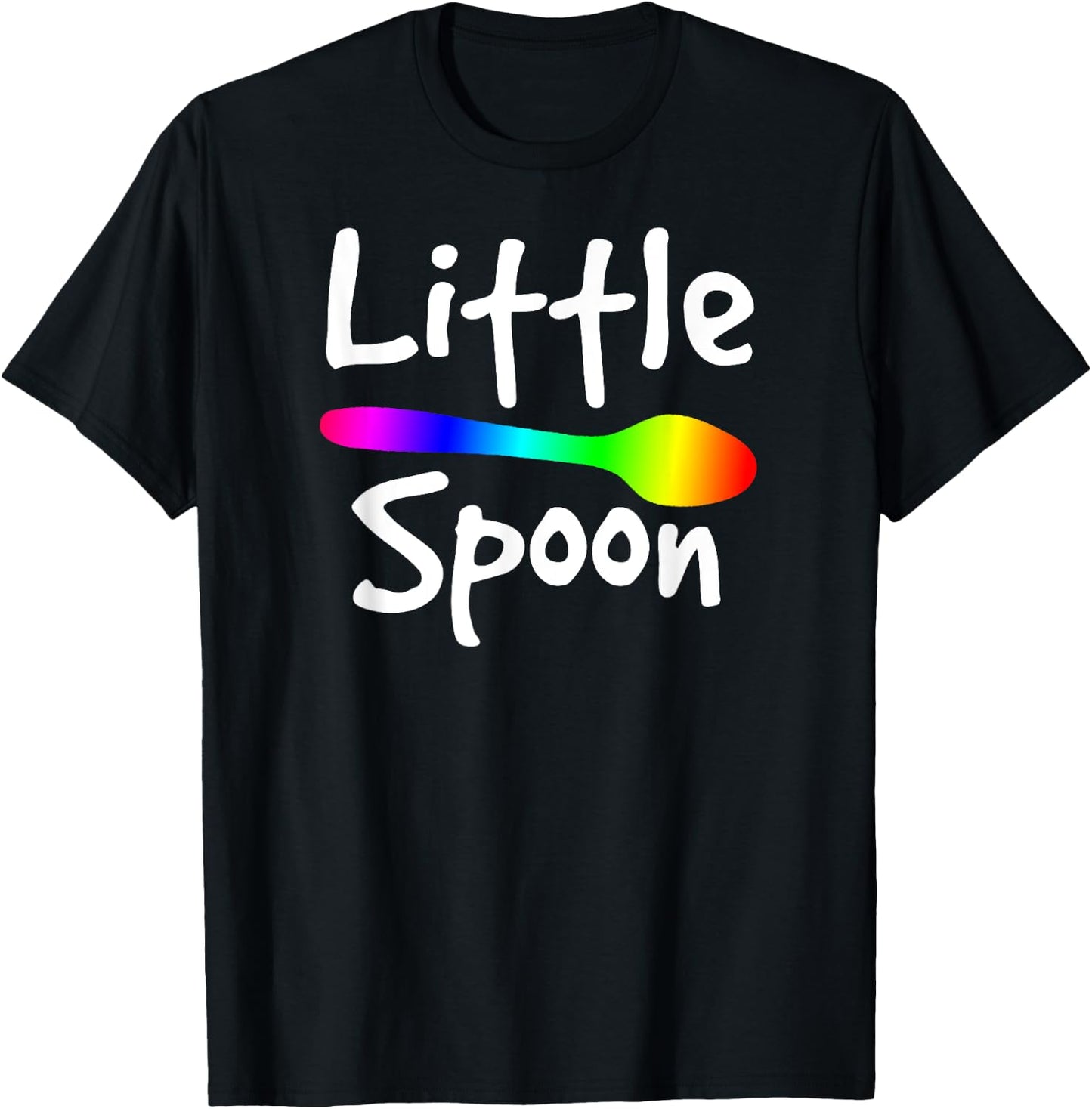 Rainbow Big Spoon Little Spoon Matching Gay Couple T-Shirt - T-Shirt | Black