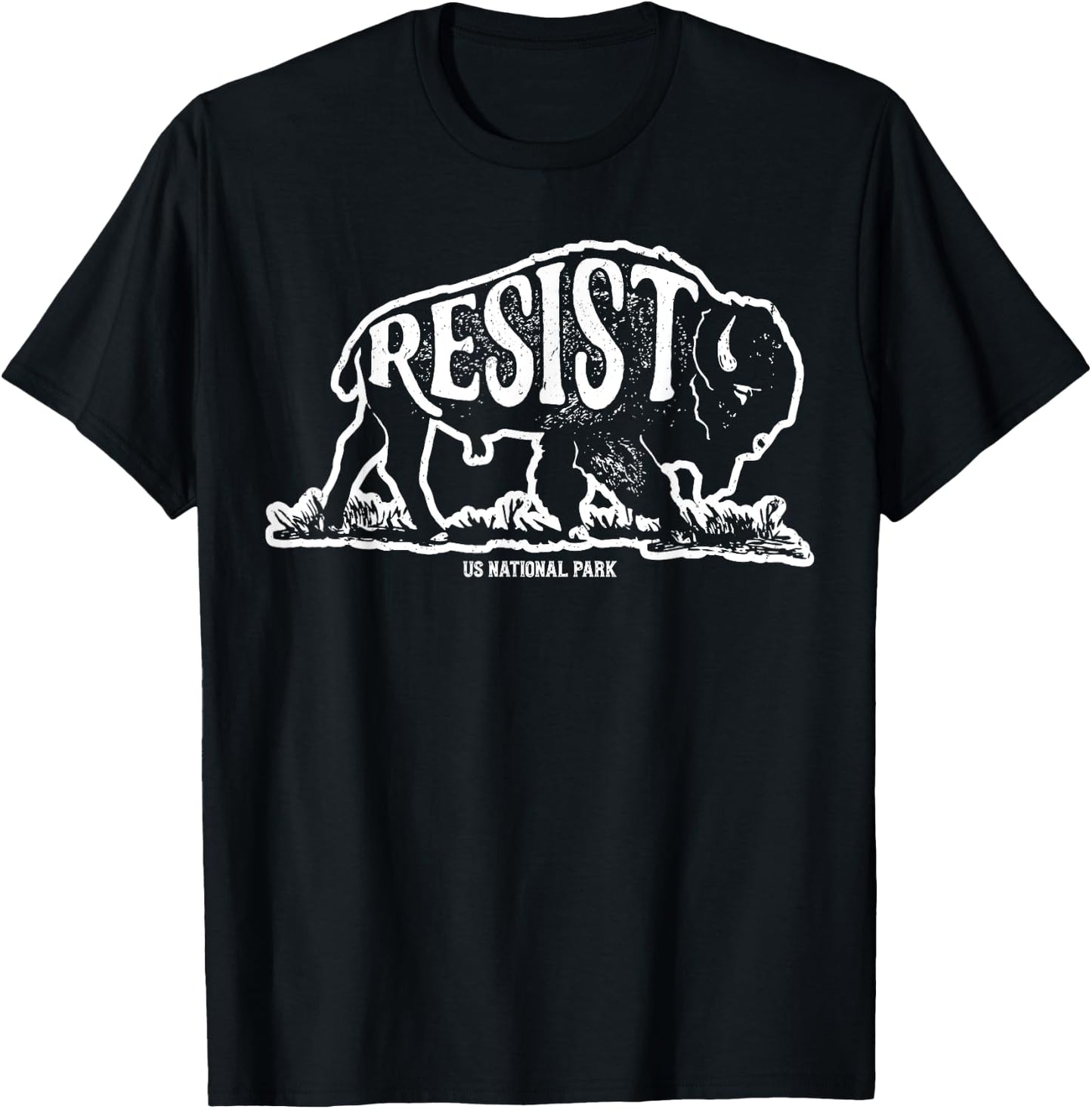 ALT US National Park Resist Service Bison Buffalo Vintage T-Shirt - T-Shirt | Black