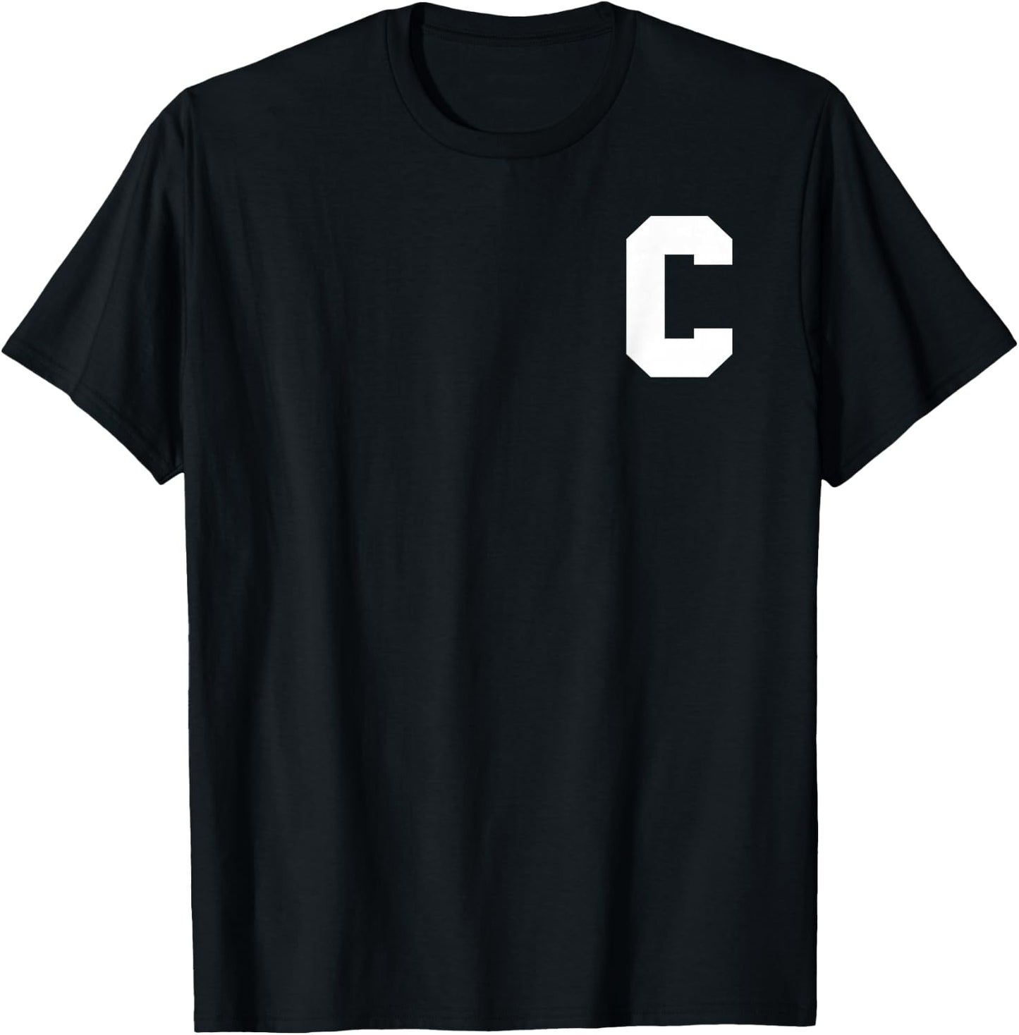 Sports Team Captain Letter C T-Shirt - T-Shirt | Black