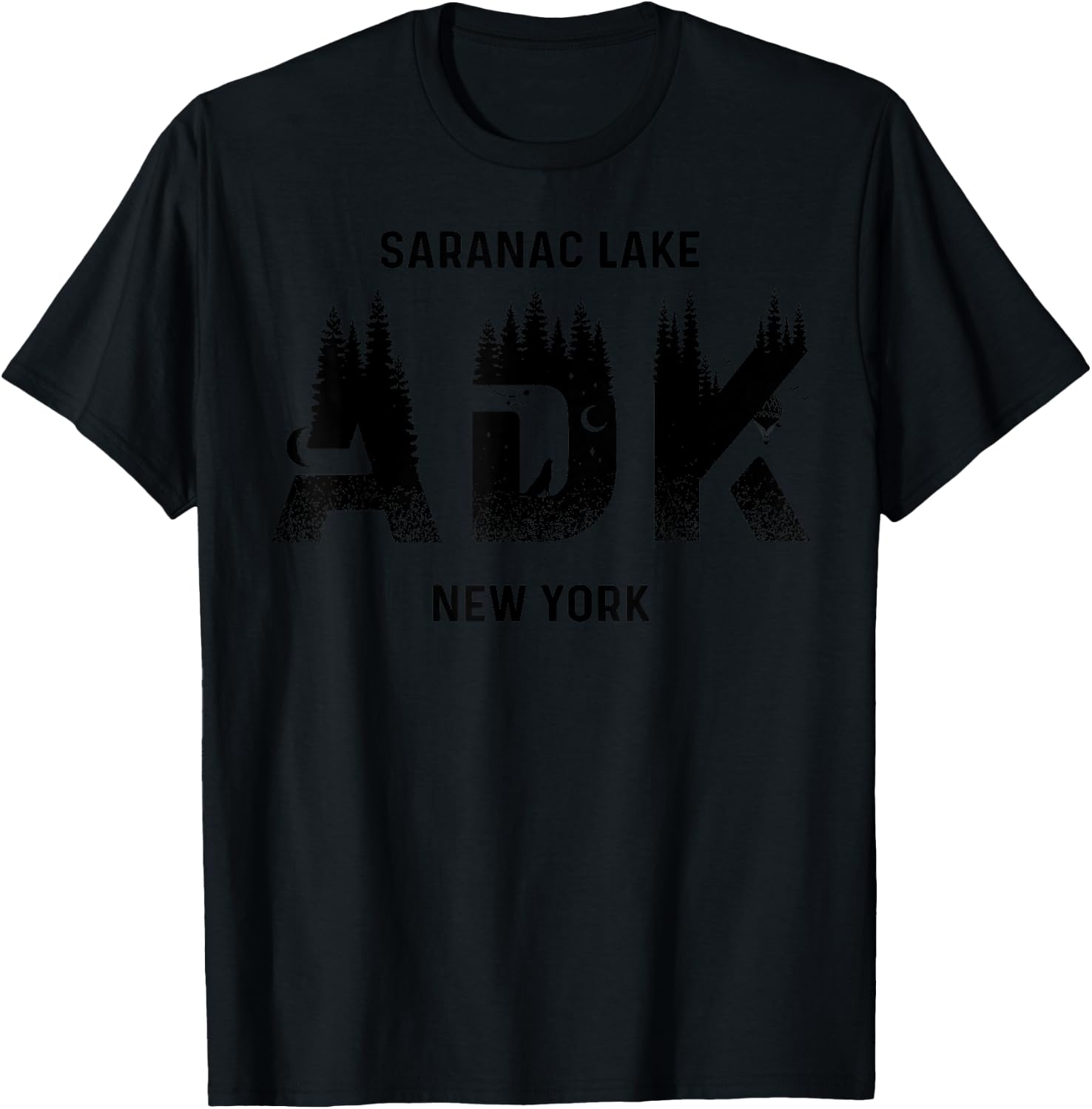 Saranac Lake Adirondack Mountains New York Souvenir T-Shirt - T-Shirt | Black