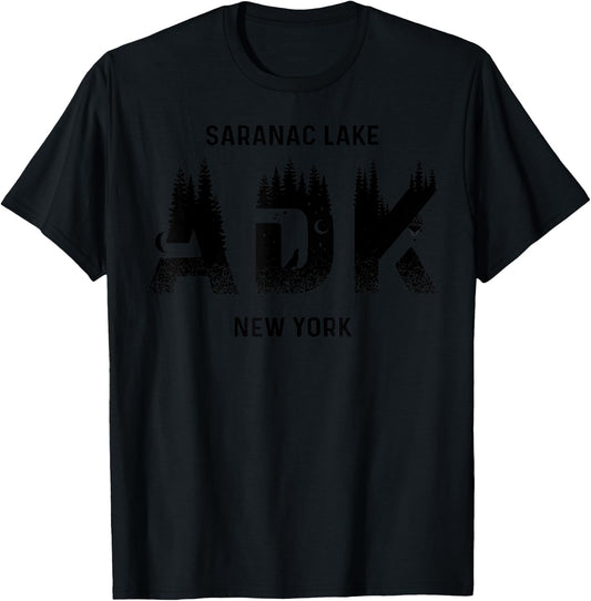 Saranac Lake Adirondack Mountains New York Souvenir T-Shirt - T-Shirt | Black