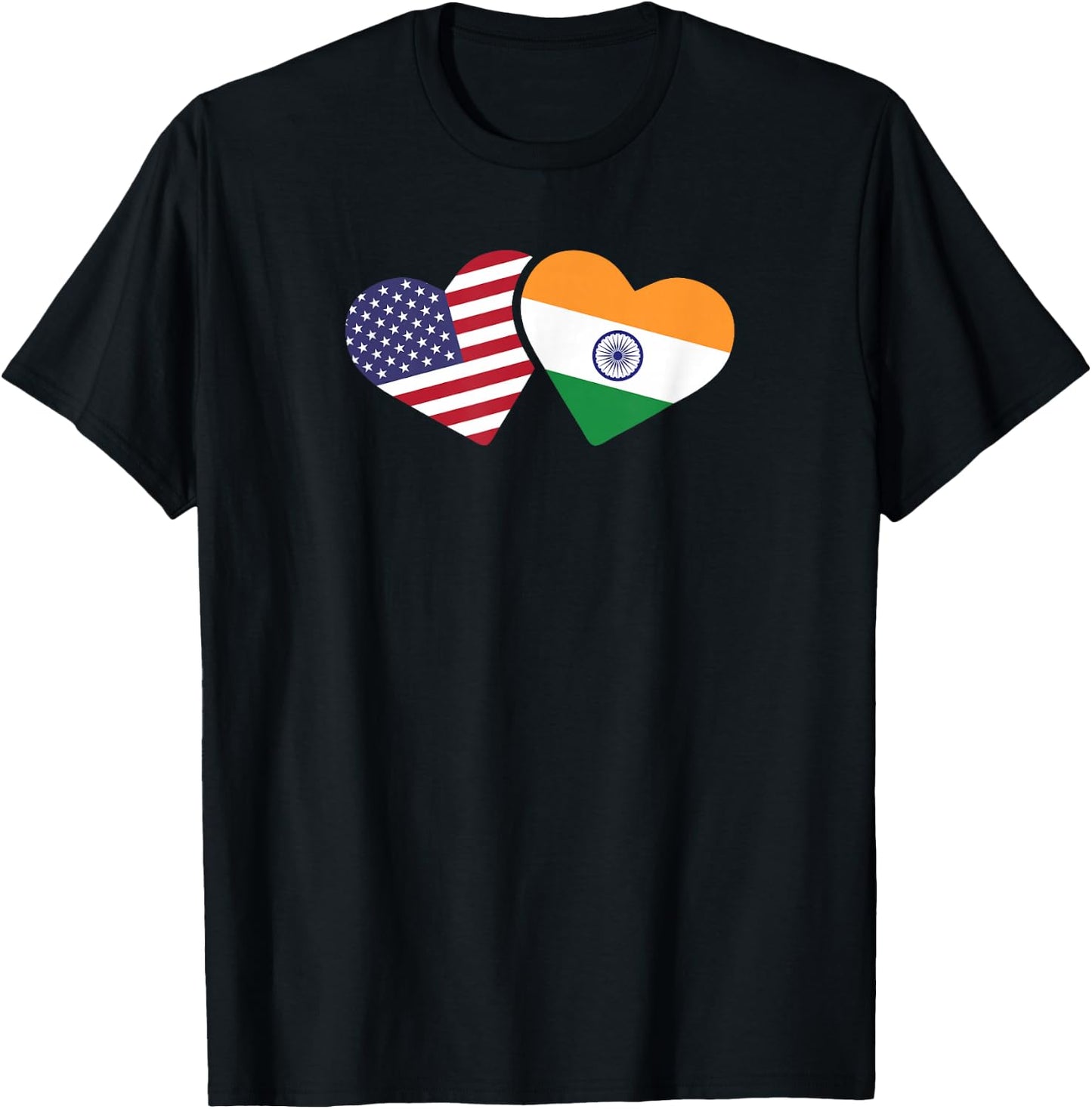 India USA Flag T Shirt Heart Indian American Love T-Shirt - T-Shirt | Black