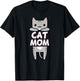 Cat Mom Kawaii Grey Tabby Kitty Cute Cat Men Women Kids T-Shirt - T-Shirt | Black