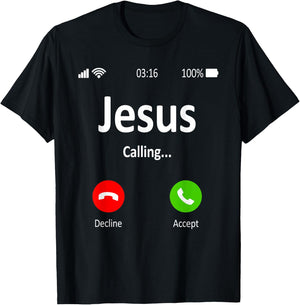 Jesus Is Calling Christian T-Shirt - T-Shirt | Black