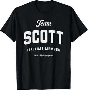 Team Scott Lifetime Member Funny Name Scott T-Shirt - T-Shirt | Black