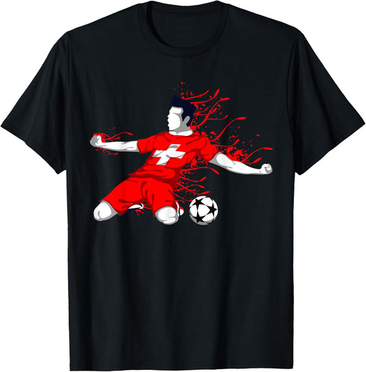 Switzerland Football Fans Jersey Swiss Soccer Lovers Sport T-Shirt - T-Shirt | Black