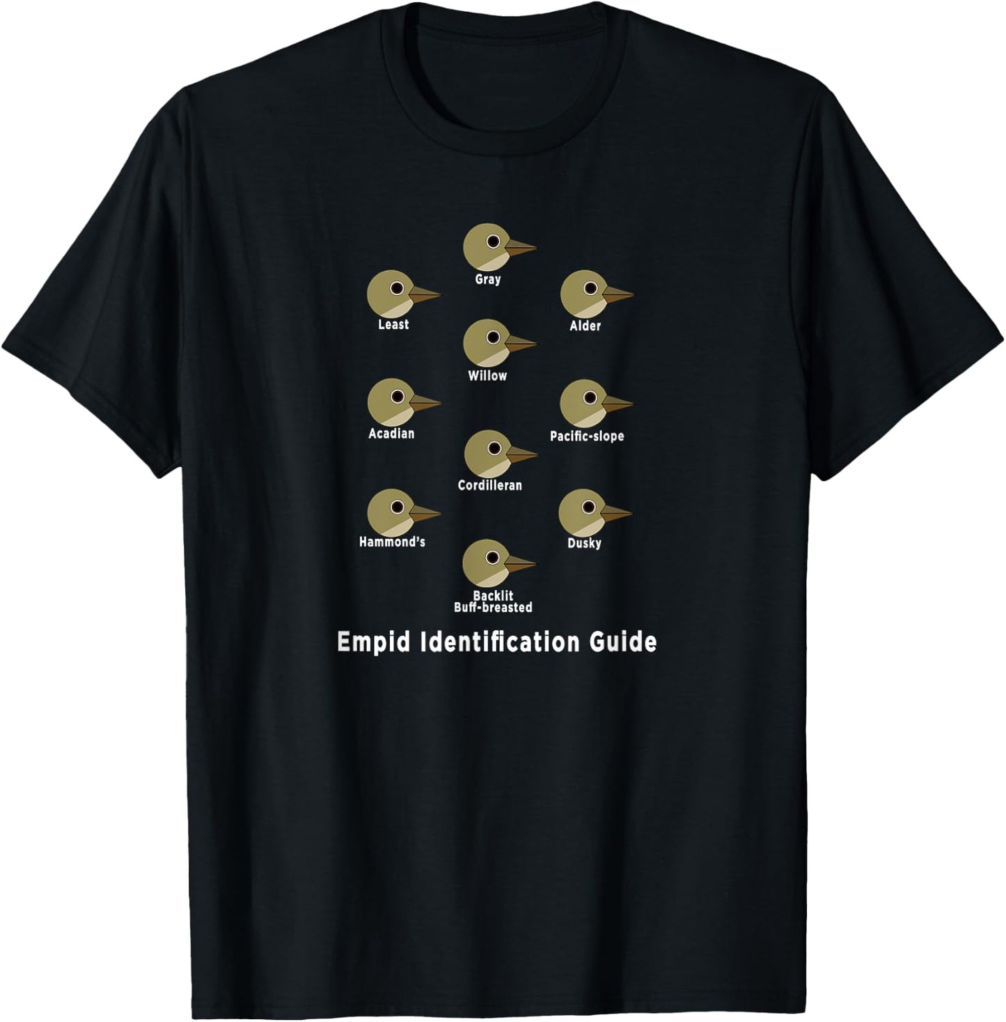 Birding Shirt: Empid Id Guide Funny Birding T-Shirt - T-Shirt | Black