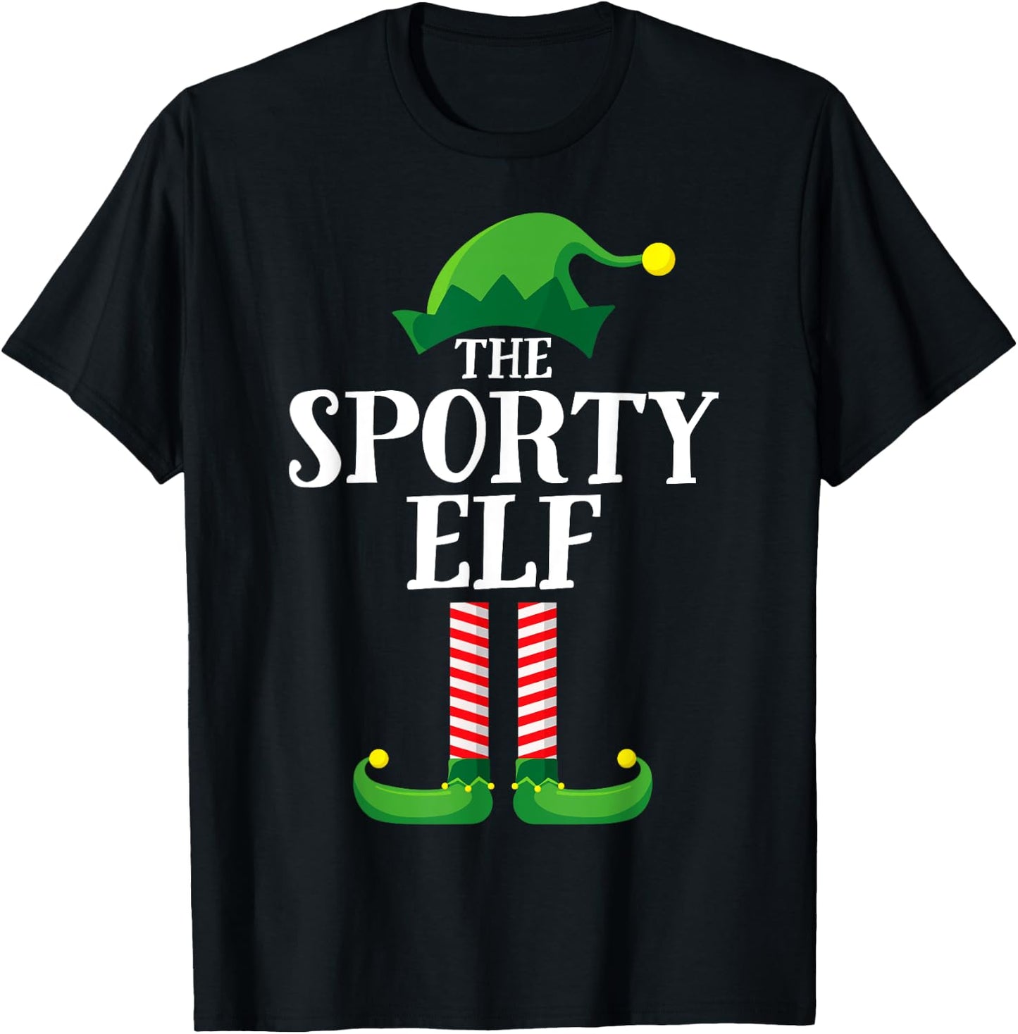 Sporty Elf Matching Family Group Christmas Party Pyjamas T-Shirt - T-Shirt | Black