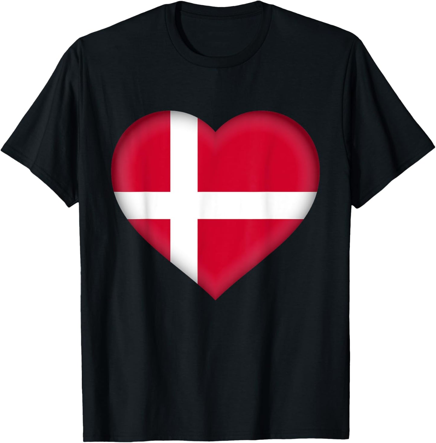 I Love Denmark | Danish Flag Heart Outfit T-Shirt - T-Shirt | Black