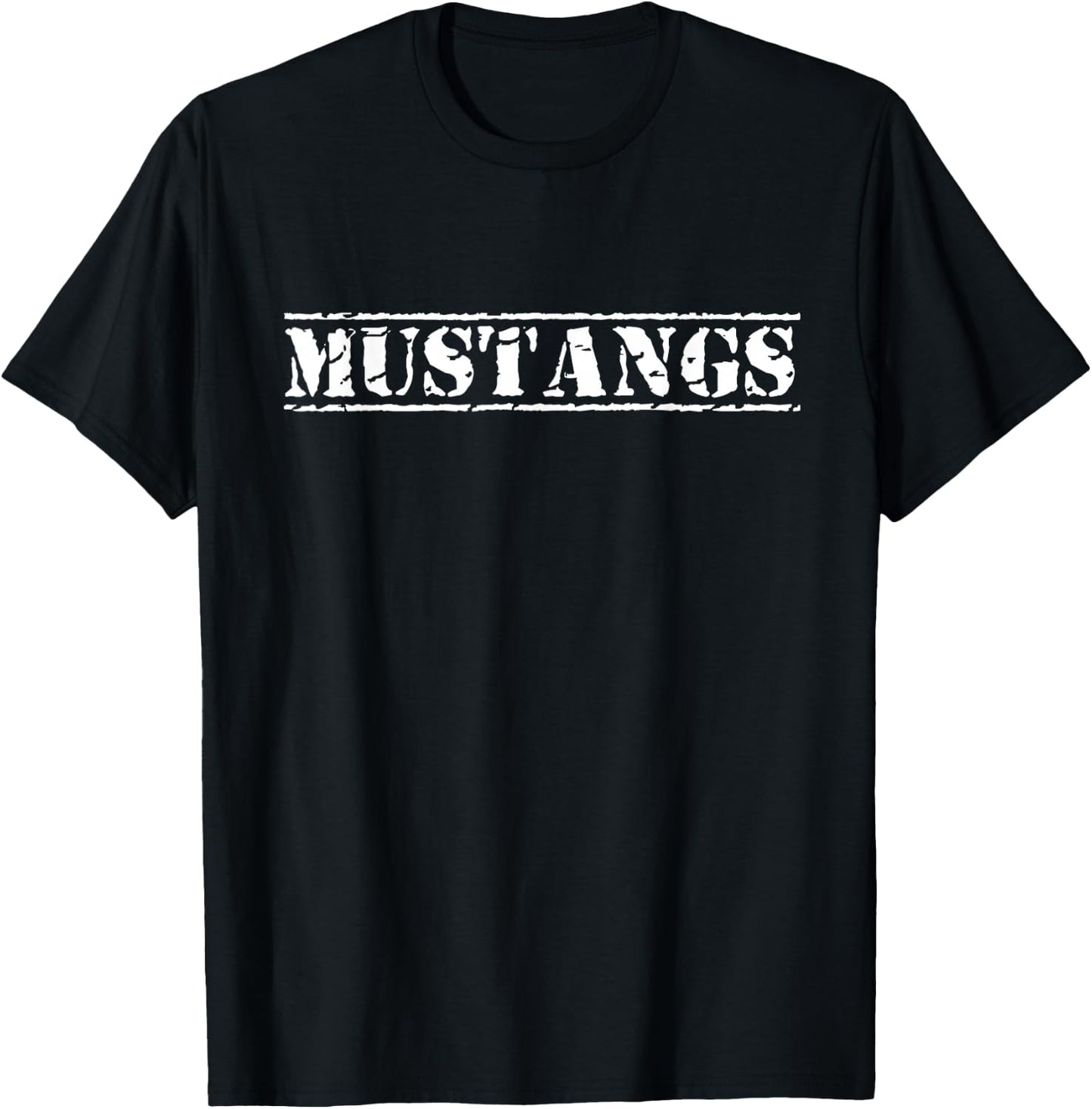Go Mustangs Football Baseball Basketball Cheer Fan School T-Shirt - T-Shirt | Black