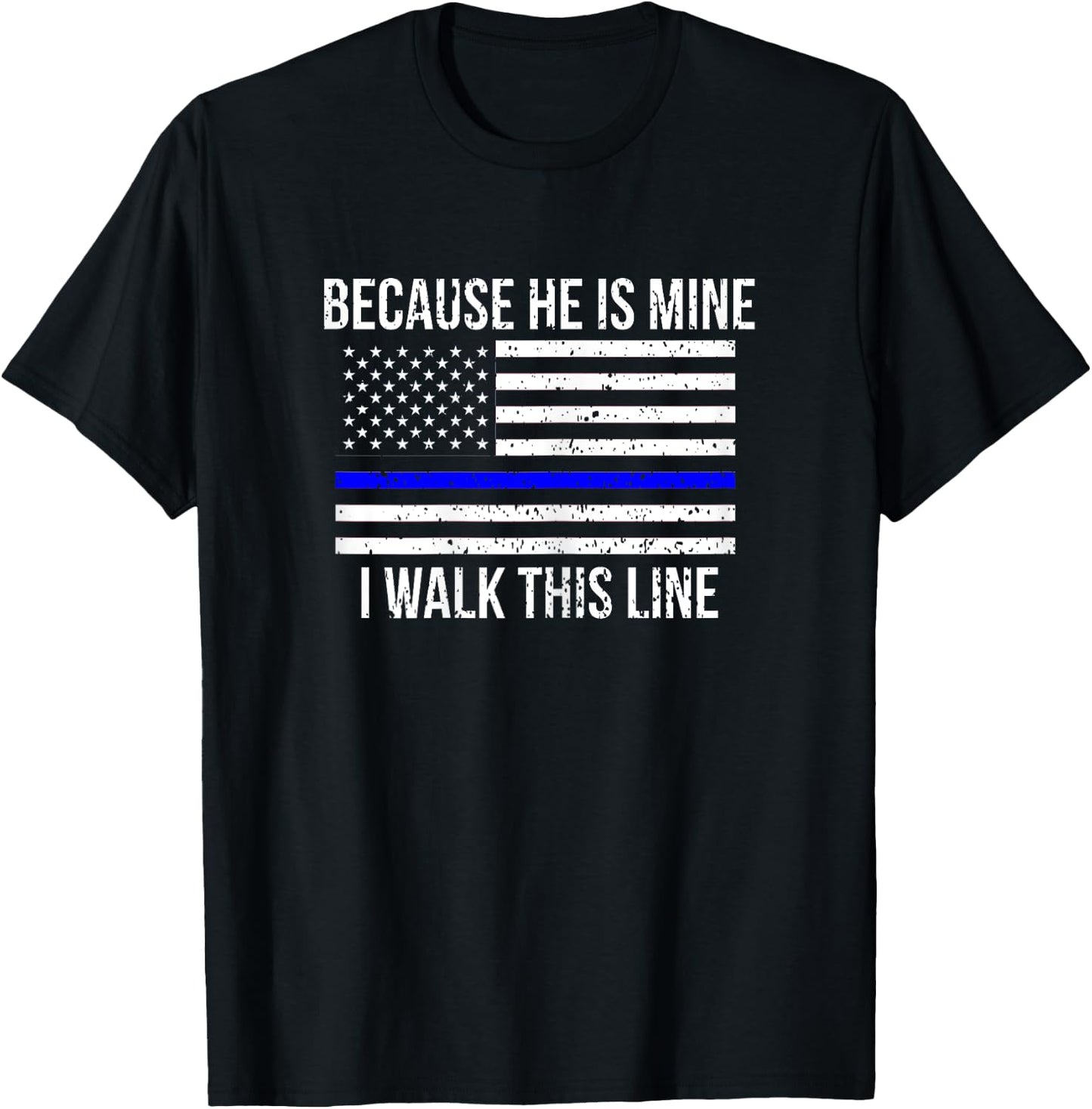 American Flag Police Officer Wife Gift Shirt Girlfriend T-Shirt - T-Shirt | Black