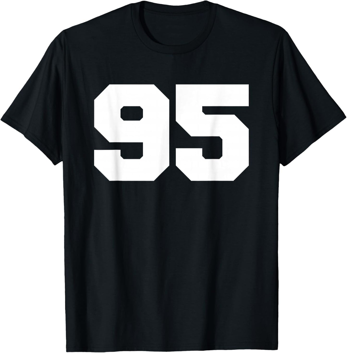 Number 95 Sports Jersey Player #95 Fan FRONT Print Varsity T-Shirt - T-Shirt | Black