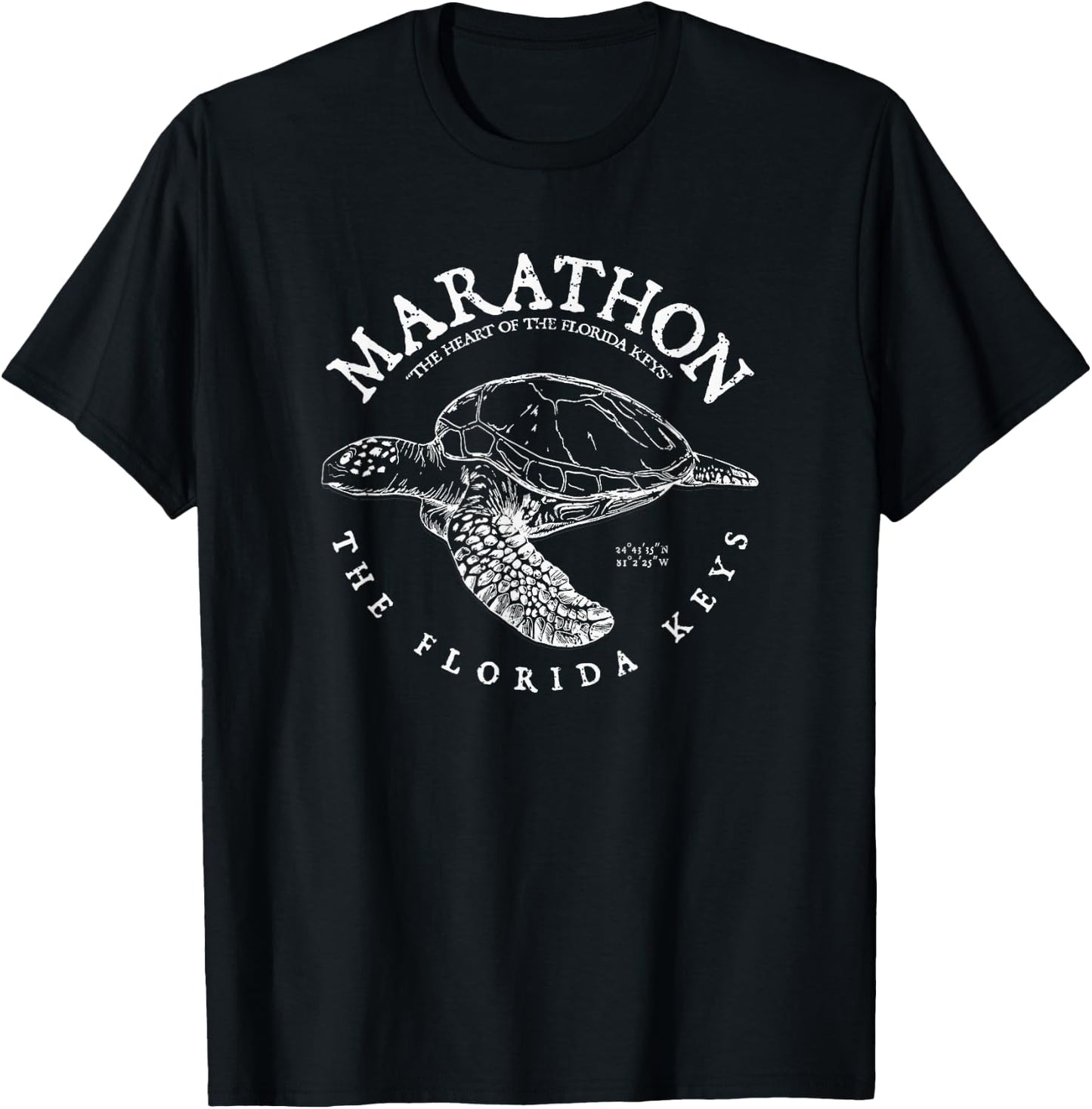 Marathon Turtle Florida Keys Scuba Fishing and Diving T-Shirt - T-Shirt | Black