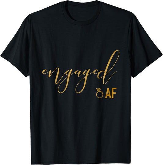Engaged AF Honeymoon Faux Gold T-Shirt - T-Shirt | Black