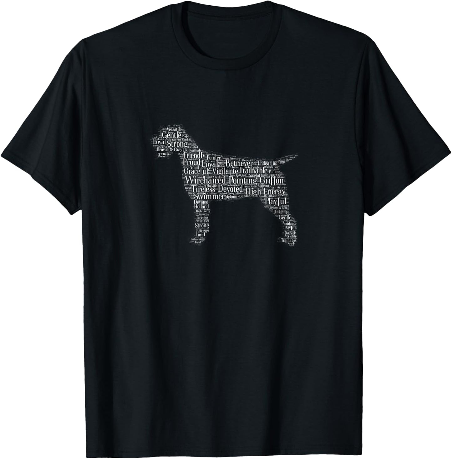 Wirehaired Pointing Griffon WPG Breed Wordcloud T-Shirt - T-Shirt | Black