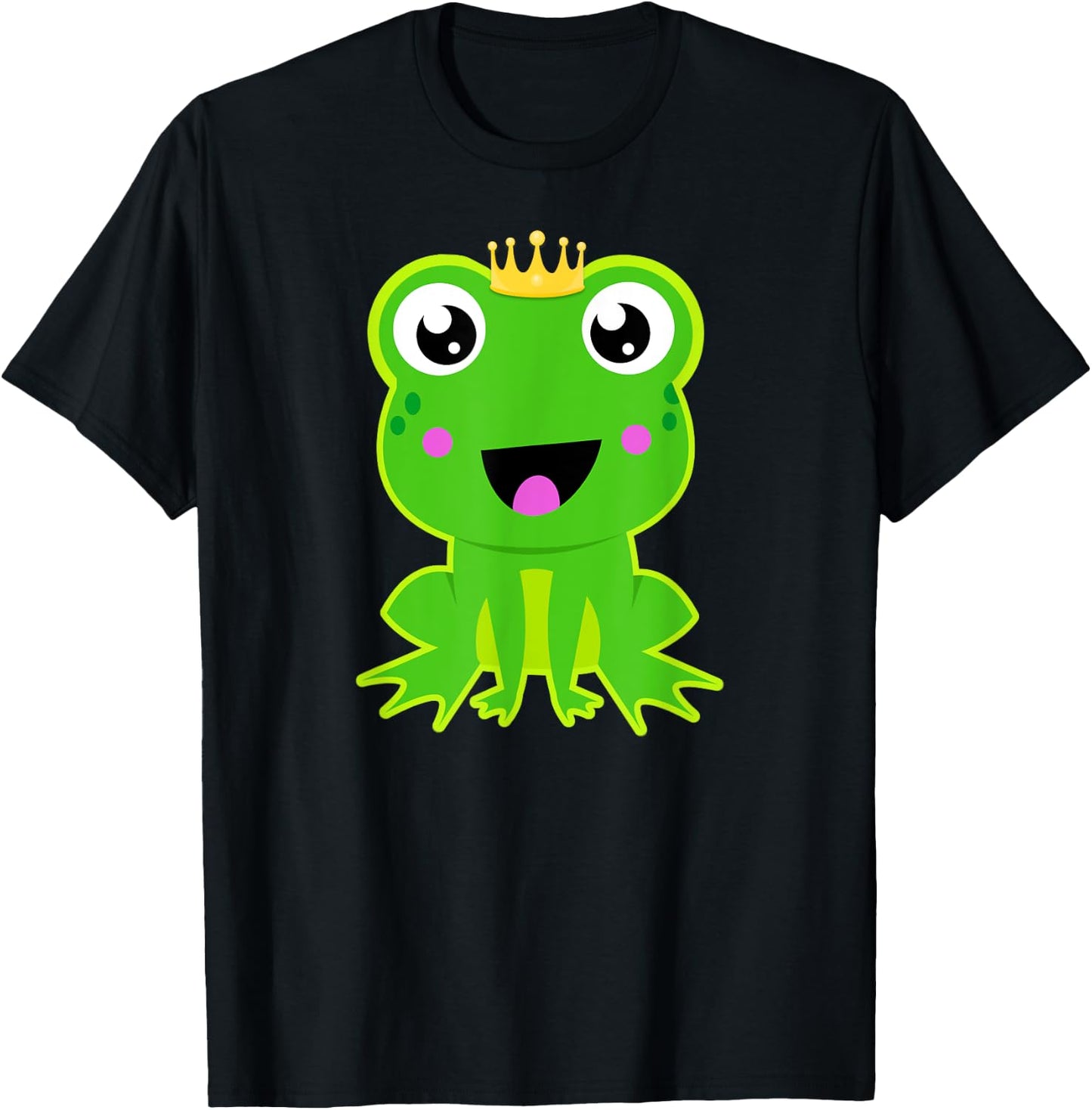 Frog Prince Crown Cute Fairy Tale Graphic Boys Girls Kids T-Shirt - T-Shirt | Black