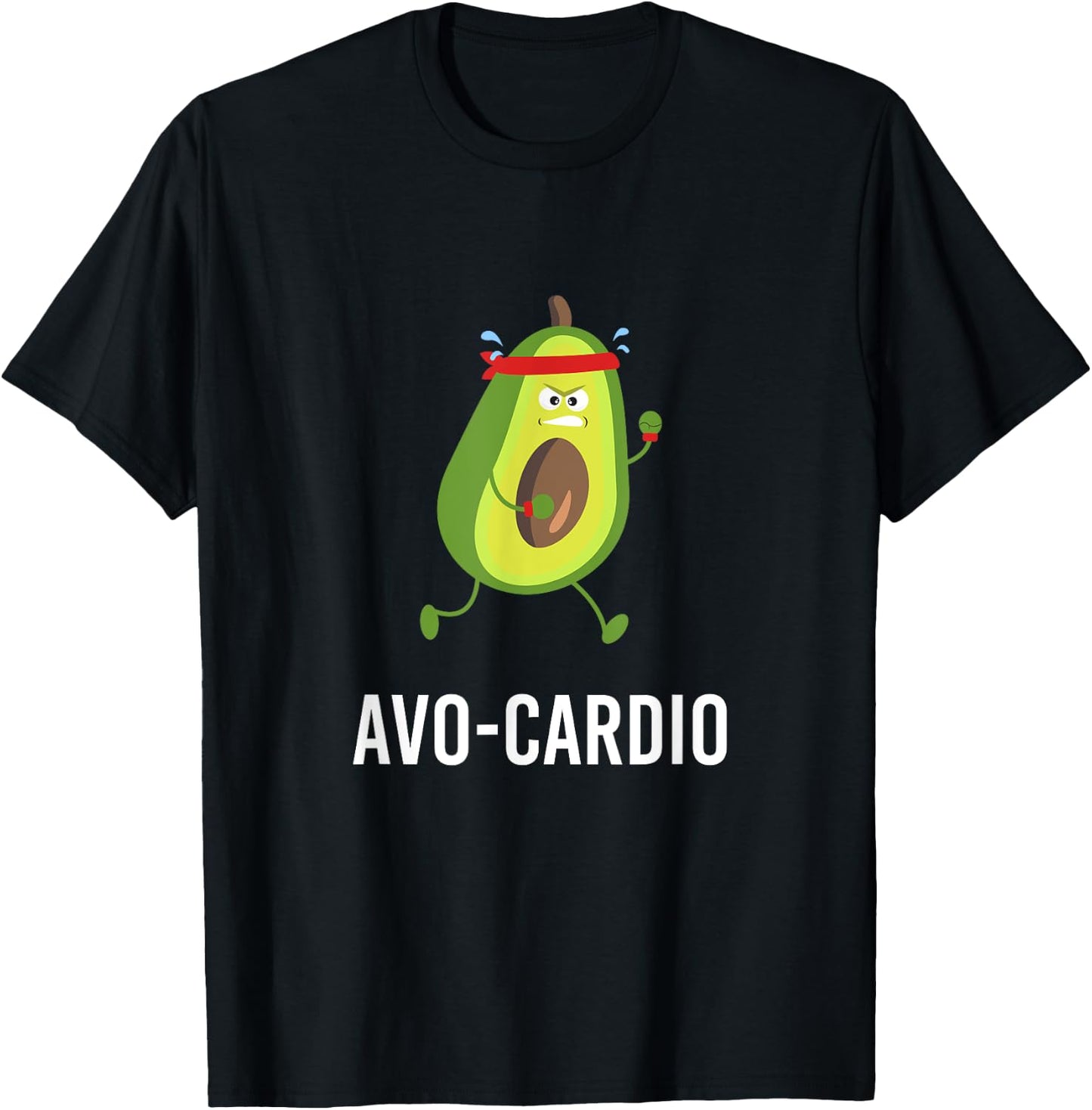 Avo-Cardio Funny Pun Workout Running Avocado T-Shirt - T-Shirt | Black