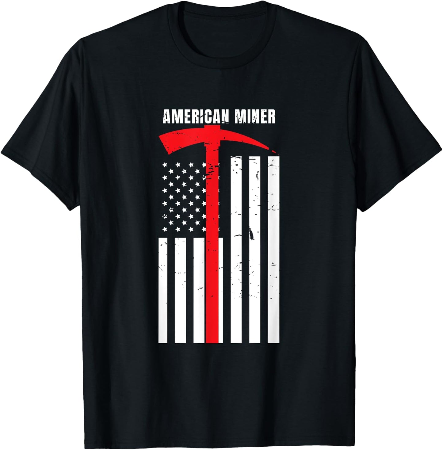 American Miner Coal Gold Pickaxe Patriotic Gift T-Shirt - T-Shirt | Black