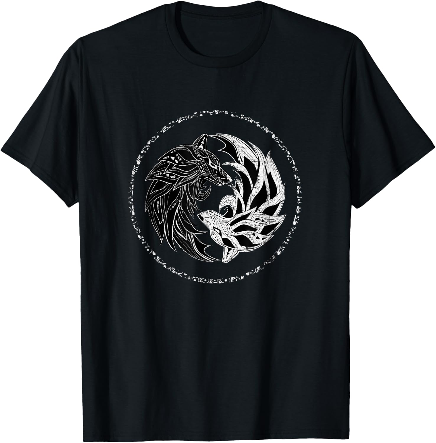 Yin Yang, Wolf, Wolves, Yinyang, Chi Gong TaiChi, Yin-Yang Bagua T-Shirt - T-Shirt | Black