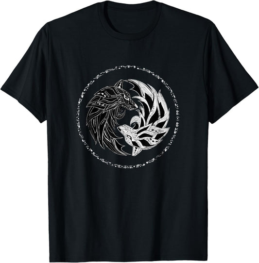 Yin Yang, Wolf, Wolves, Yinyang, Chi Gong TaiChi, Yin-Yang Bagua T-Shirt - T-Shirt | Black