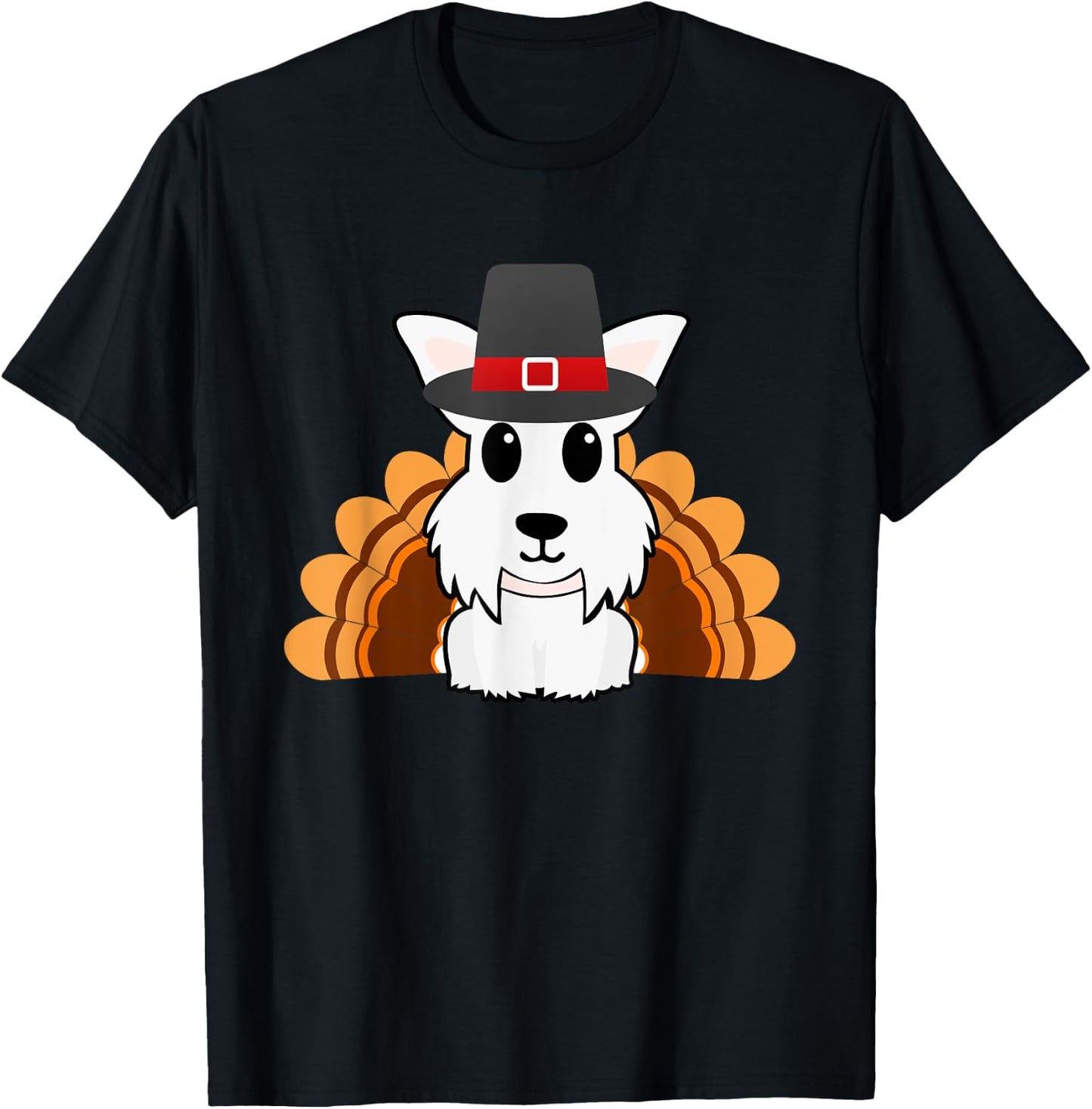 Funny Cute Thanksgiving Westie Turkey T-Shirt - T-Shirt | Black