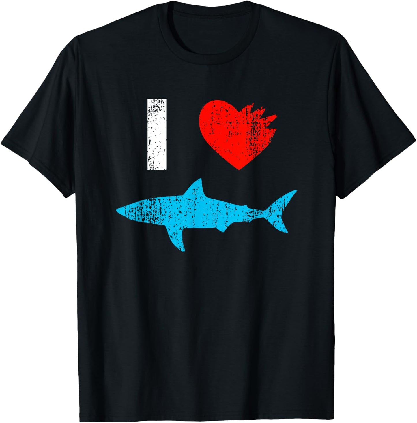 I Love Sharks Heart Bite - Marine Biology Shark Lover Gift T-Shirt - T-Shirt | Black