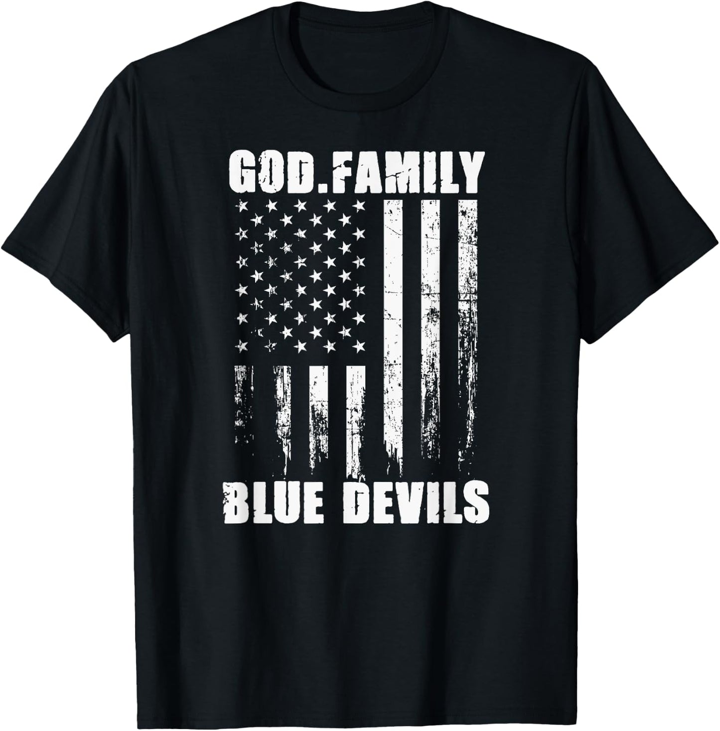 Zanesville Blue Devils God. Family. Vintage USA Flag T-Shirt - T-Shirt | Black