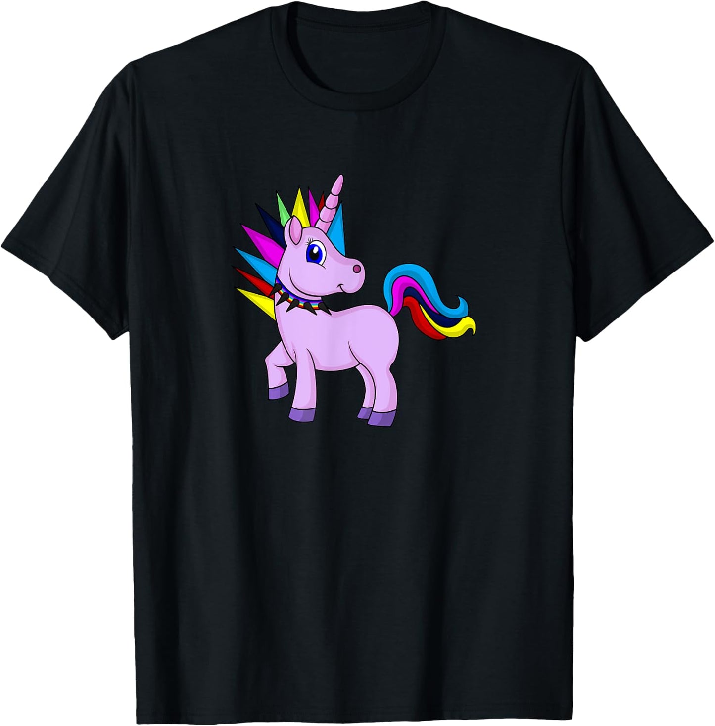 Unicorn Punk Rock Rebel I Cute & Funny T-Shirt - T-Shirt | Black