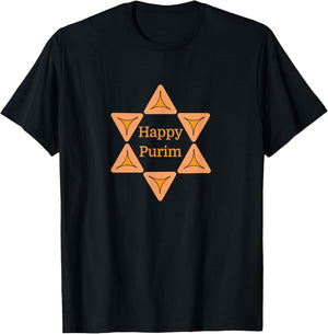 Happy Purim Hamentashen Star Of David Jewish Holiday Costume T-Shirt - T-Shirt | Black