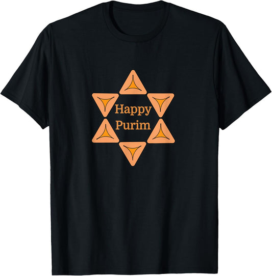 Happy Purim Hamentashen Star Of David Jewish Holiday Costume T-Shirt - T-Shirt | Black