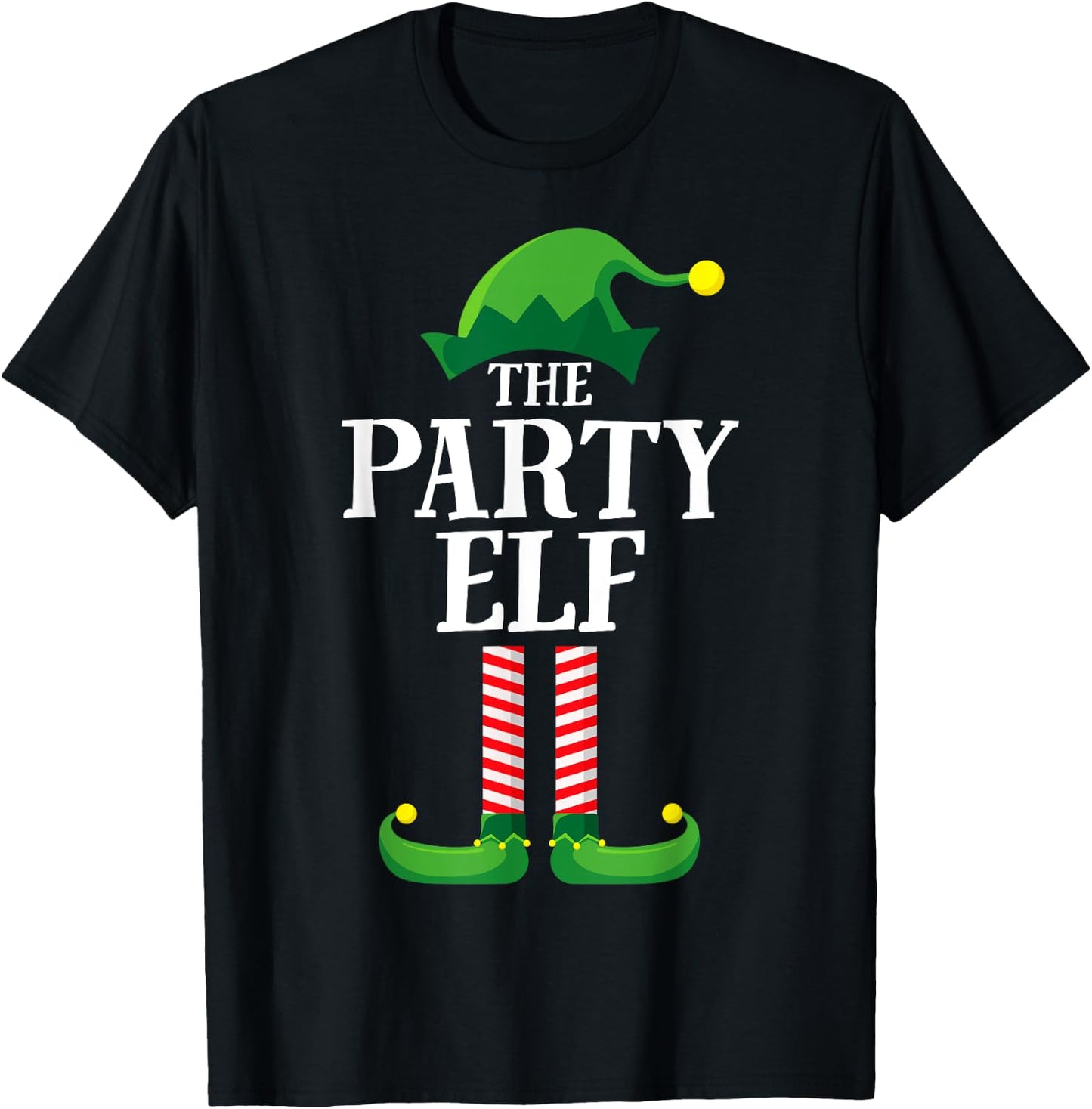 Party Elf Matching Family Group Christmas Funny Elf T-Shirt - T-Shirt | Black