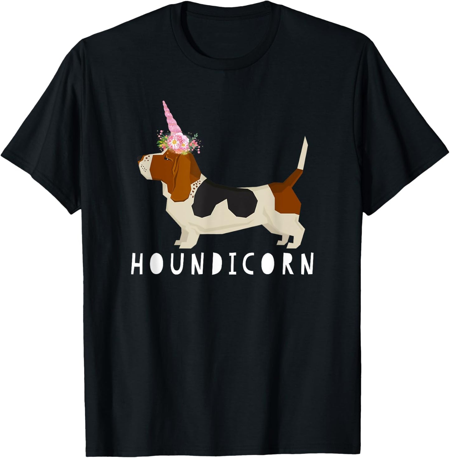 Houndicorn! Funny Basset Hound Unicorn Dog Love T Shirt Women Girls Kids T-Shirt - T-Shirt | Black