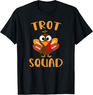 Trot Squad Cute Thanksgiving Football Fan Turkey Race 5K T-Shirt - T-Shirt | Black