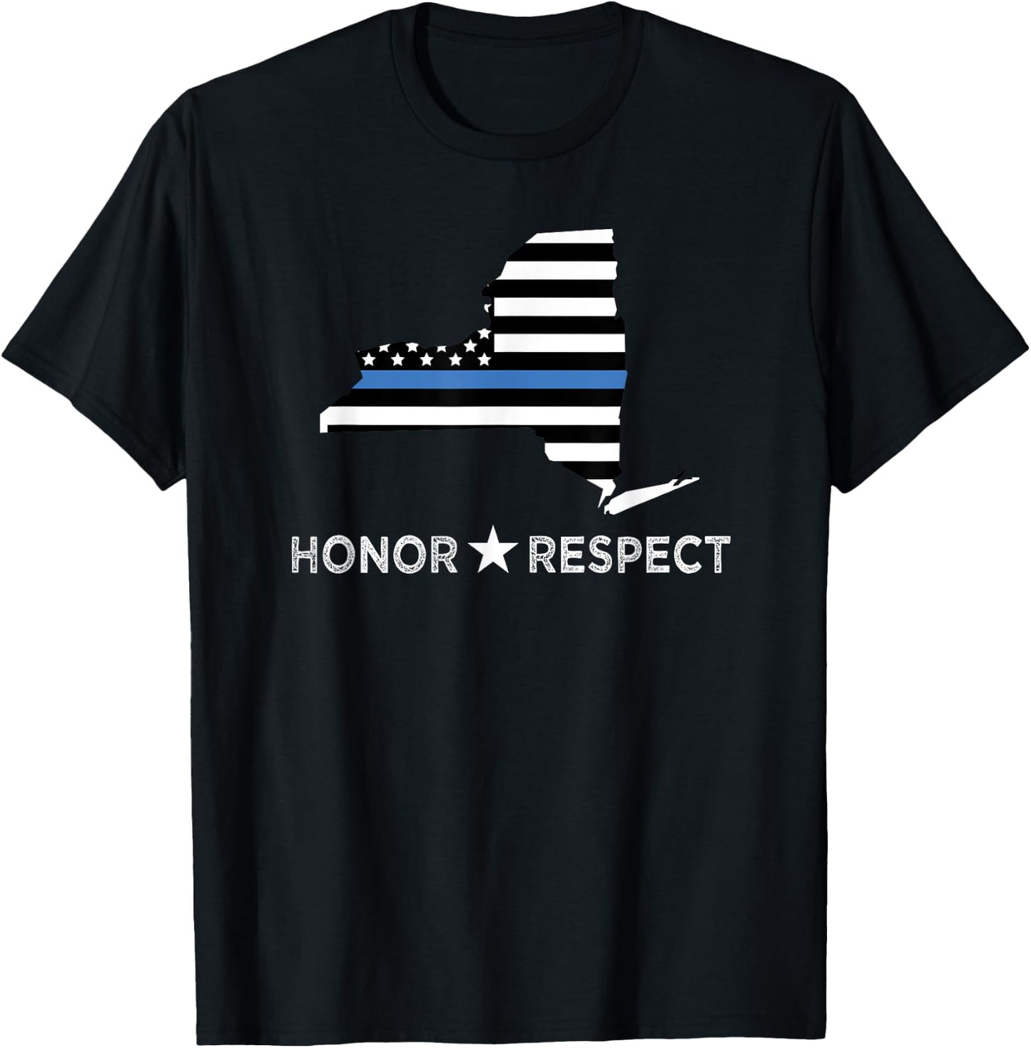 NYPD Thin Blue Line Flag LEO Support Honor Respect T-Shirt - T-Shirt | Black